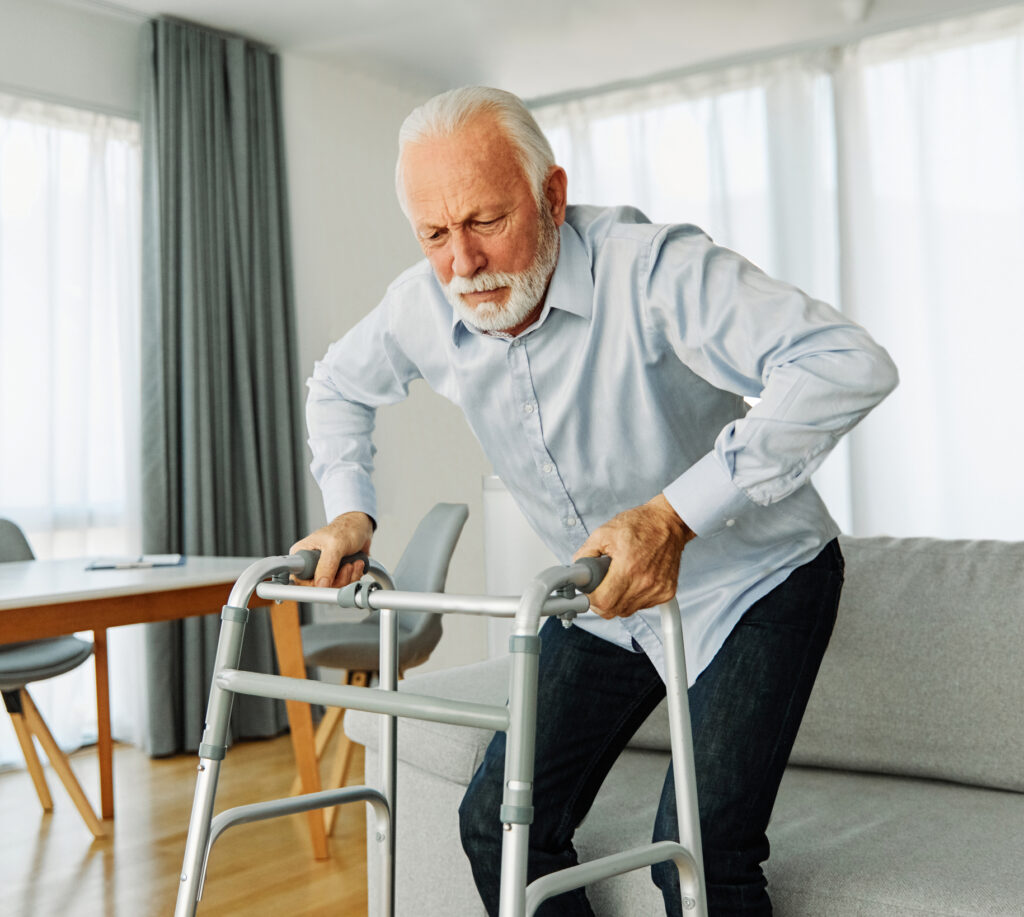 a senior man using a walker.